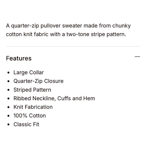 Kule The Matey Cream Black Stripe Chunky Cotton Knit Zip Collar Sweater womens S - Picture 16 of 17